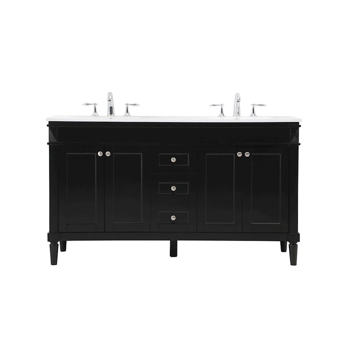 Elegant Kitchen/Bath Bennett 60" Double Bathroom Vanity, Black - VF31860DBK