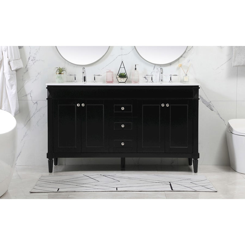Elegant Kitchen/Bath Bennett 60" Double Bathroom Vanity, Black