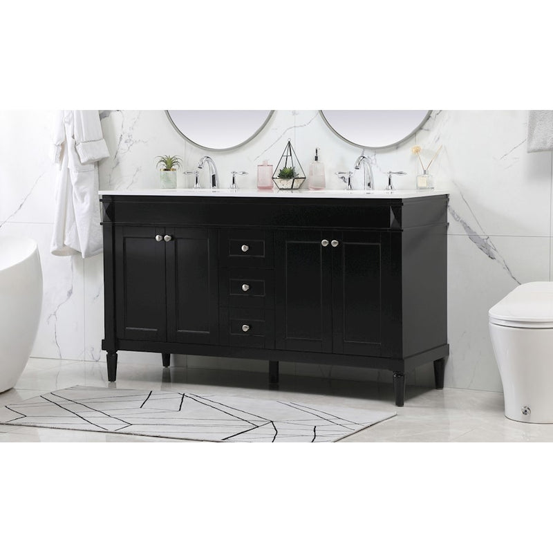 Elegant Kitchen/Bath Bennett 60" Double Bathroom Vanity, Black