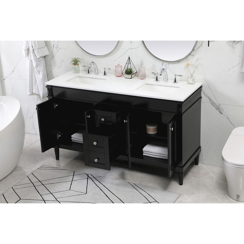 Elegant Kitchen/Bath Bennett 60" Double Bathroom Vanity, Black