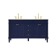 Elegant Kitchen/Bath Bennett 60" Double Bathroom Vanity, Blue - VF31860DBL
