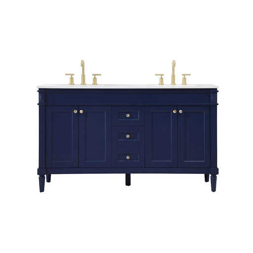 Elegant Kitchen/Bath Bennett 60" Double Bathroom Vanity, Blue - VF31860DBL