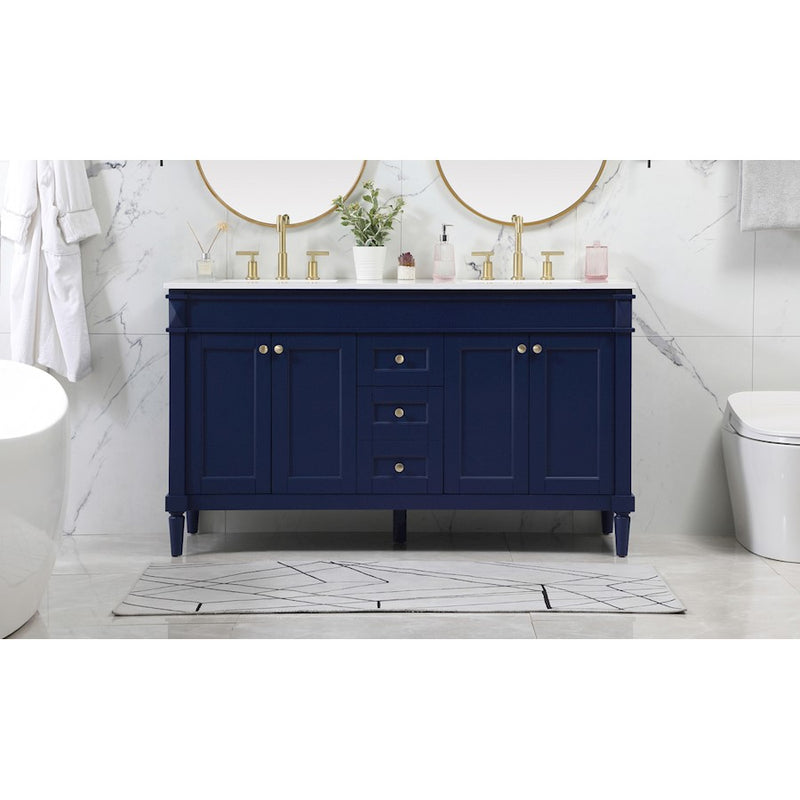 Elegant Kitchen/Bath Bennett 60" Double Bathroom Vanity, Blue