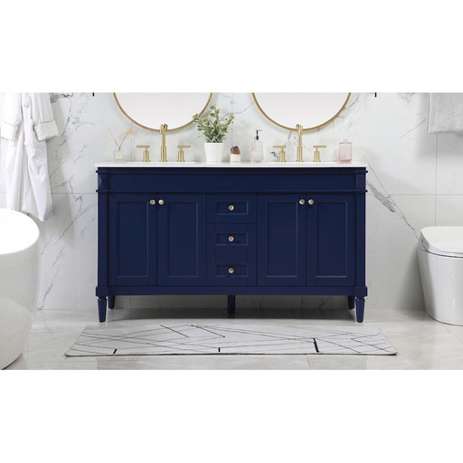 Elegant Kitchen/Bath Bennett 60" Double Bathroom Vanity, Blue
