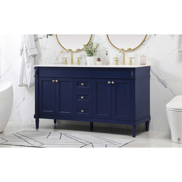 Elegant Kitchen/Bath Bennett 60" Double Bathroom Vanity, Blue