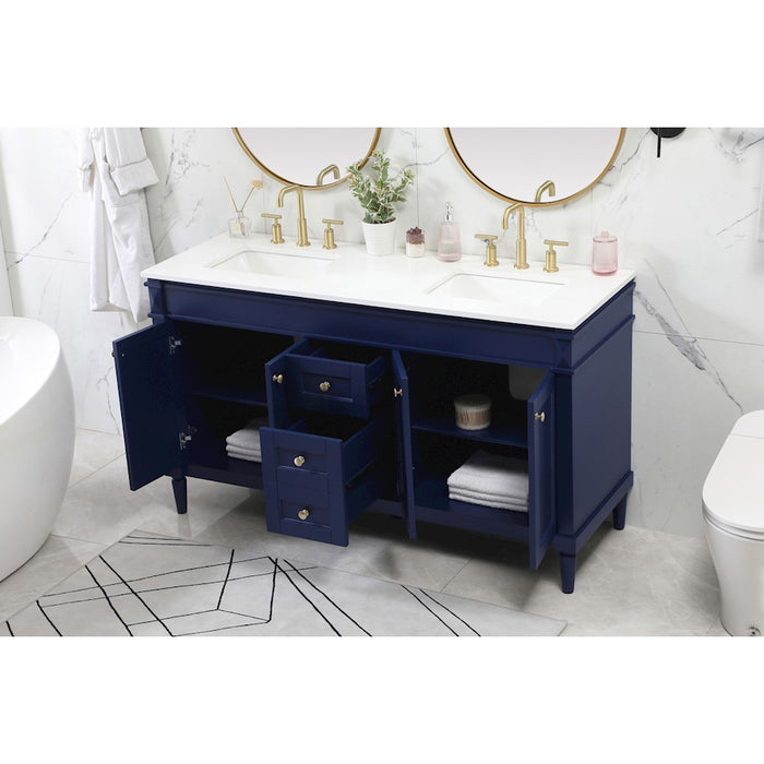 Elegant Kitchen/Bath Bennett 60" Double Bathroom Vanity, Blue