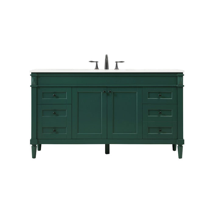Elegant Kitchen/Bath Bennett 60" Double Bathroom Vanity, Green - VF31860DGN