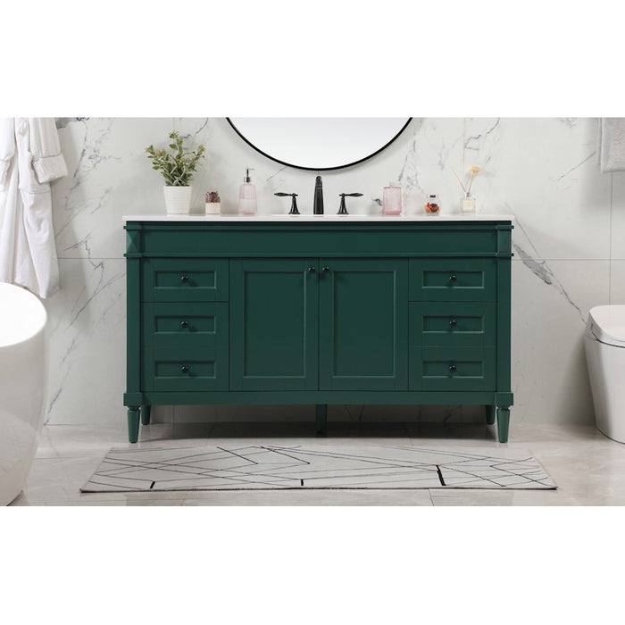 Elegant Kitchen/Bath Bennett 60" Double Bathroom Vanity, Green