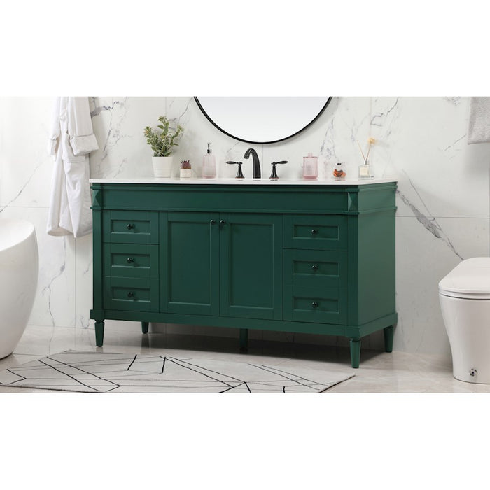 Elegant Kitchen/Bath Bennett 60" Double Bathroom Vanity, Green