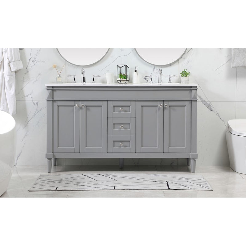 Elegant Kitchen/Bath Bennett 60" Double Bathroom Vanity, Grey
