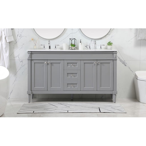 Elegant Kitchen/Bath Bennett 60" Double Bathroom Vanity, Grey