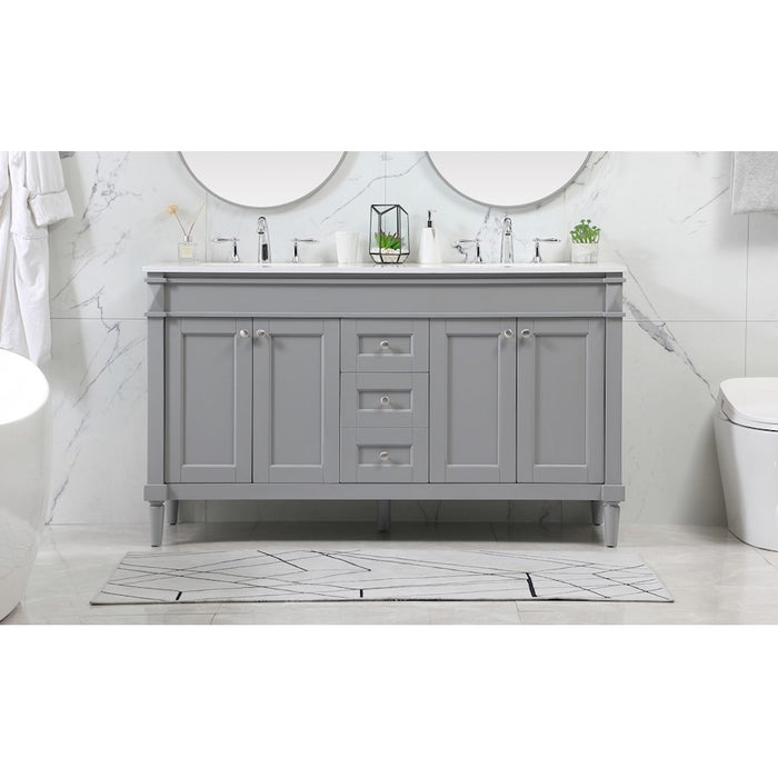Elegant Kitchen/Bath Bennett 60" Double Bathroom Vanity, Grey