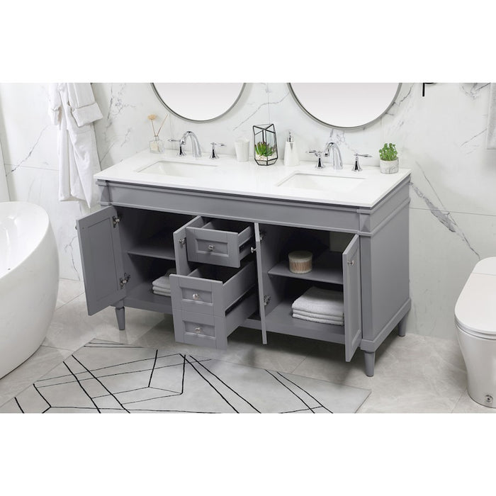 Elegant Kitchen/Bath Bennett 60" Double Bathroom Vanity, Grey