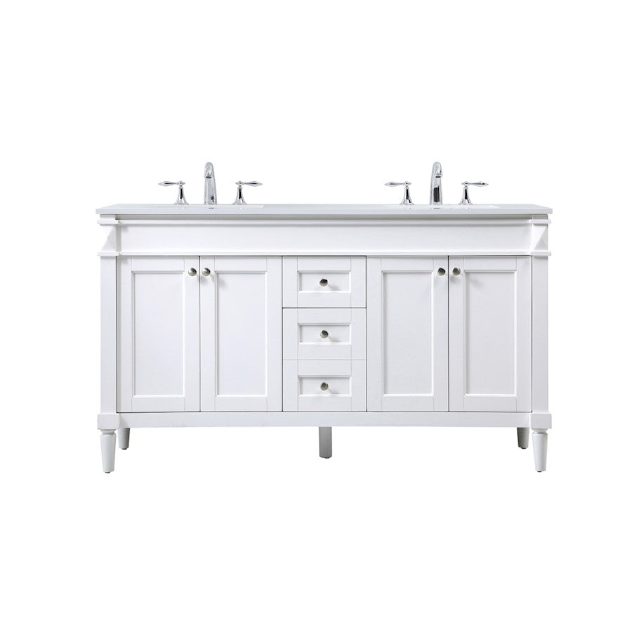 Elegant Kitchen/Bath Bennett 60" Double Bathroom Vanity, White - VF31860DWH