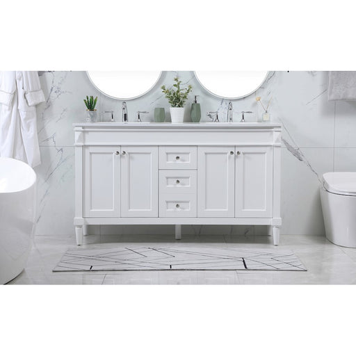 Elegant Kitchen/Bath Bennett 60" Double Bathroom Vanity, White