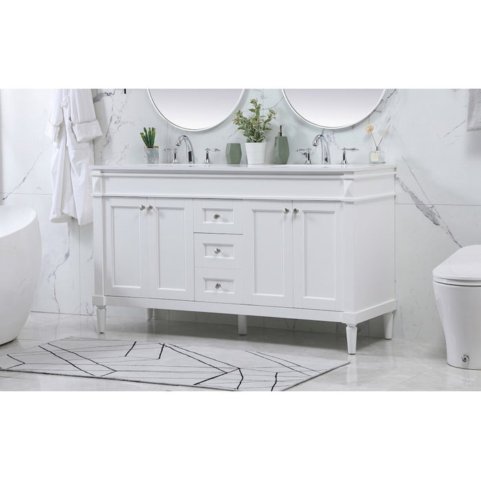 Elegant Kitchen/Bath Bennett 60" Double Bathroom Vanity, White