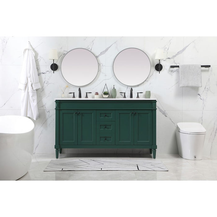 Elegant Kitchen/Bath Bennett 60" Double Bathroom Vanity, White