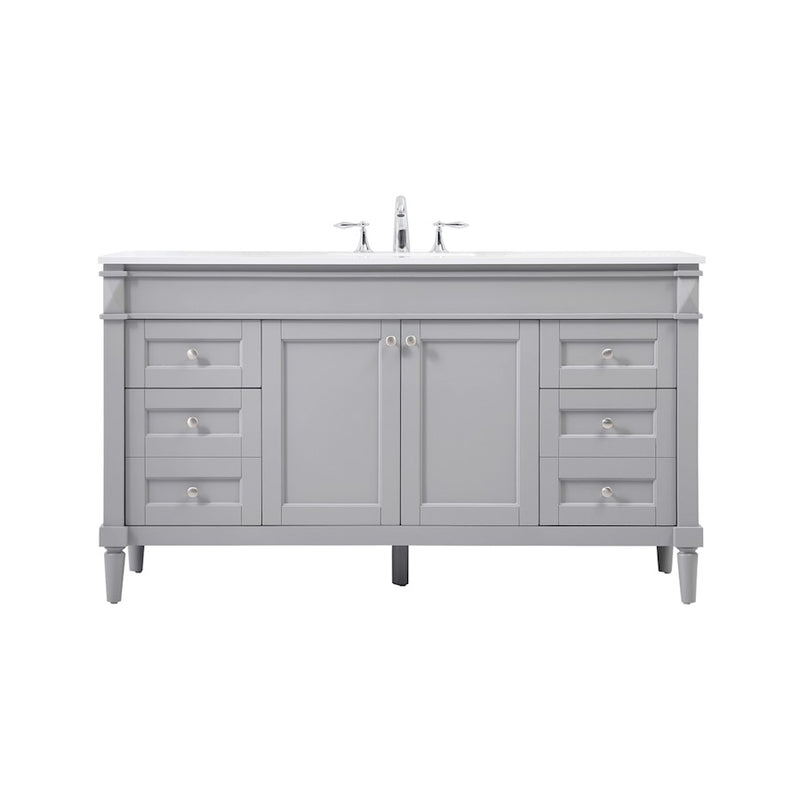 Elegant Kitchen/Bath Bennett 60" Single Bathroom Vanity, Grey - VF31860GR