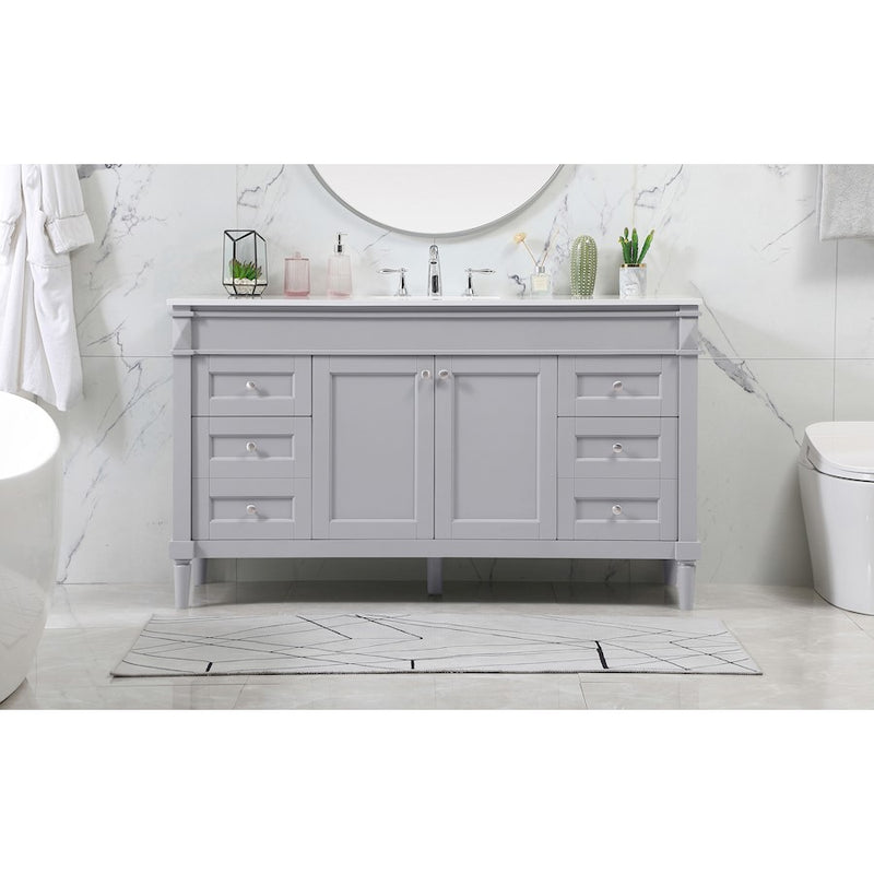 Elegant Kitchen/Bath Bennett 60" Single Bathroom Vanity, Grey
