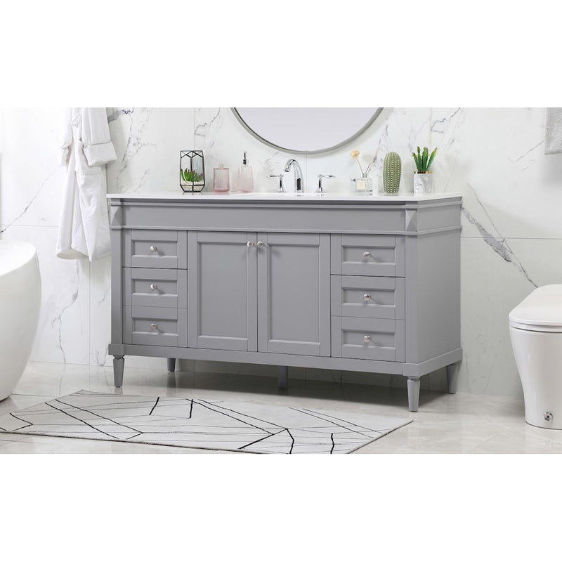 Elegant Kitchen/Bath Bennett 60" Single Bathroom Vanity, Grey