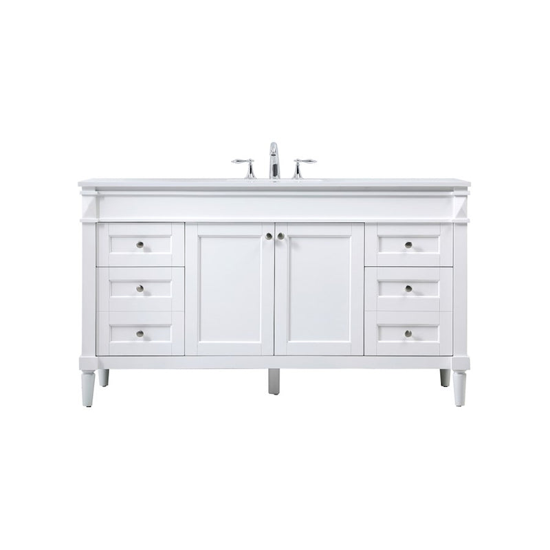Elegant Kitchen/Bath Bennett 60" Single Bathroom Vanity, White - VF31860WH