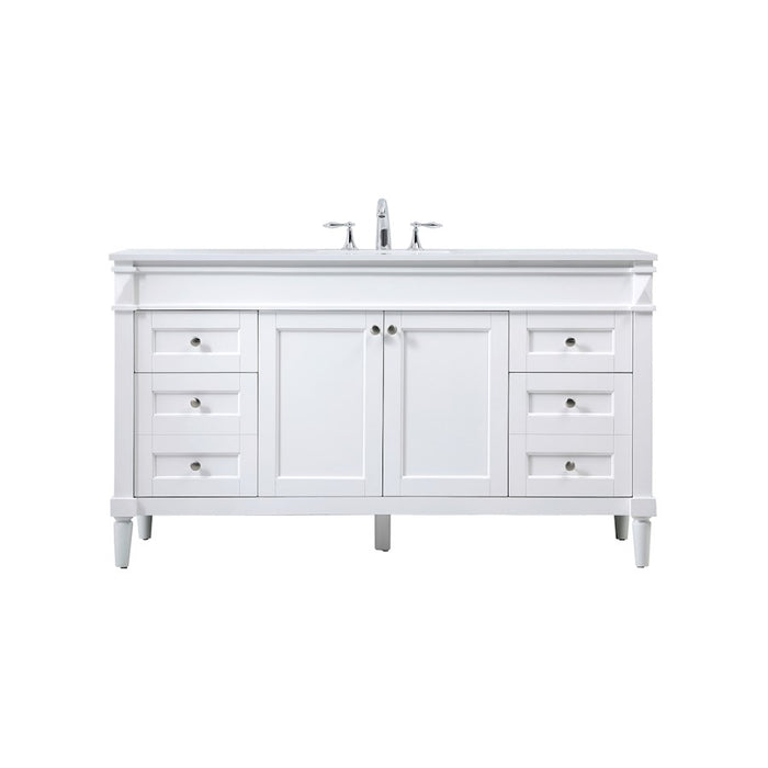 Elegant Kitchen/Bath Bennett 60" Single Bathroom Vanity, White - VF31860WH