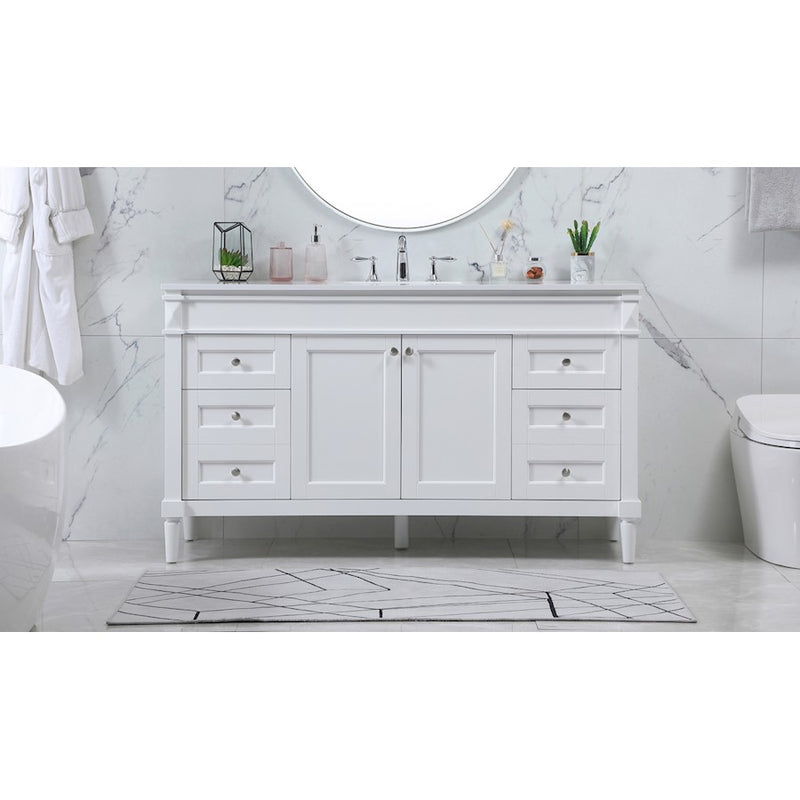 Elegant Kitchen/Bath Bennett 60" Single Bathroom Vanity, White