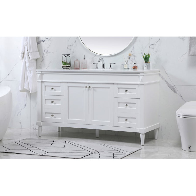 Elegant Kitchen/Bath Bennett 60" Single Bathroom Vanity, White