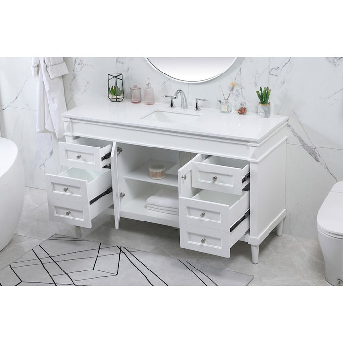 Elegant Kitchen/Bath Bennett 60" Single Bathroom Vanity, White