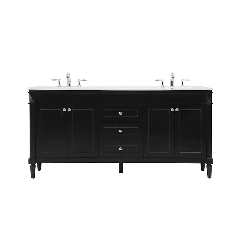 Elegant Kitchen/Bath Bennett 72" Double Bathroom Vanity, Black - VF31872DBK
