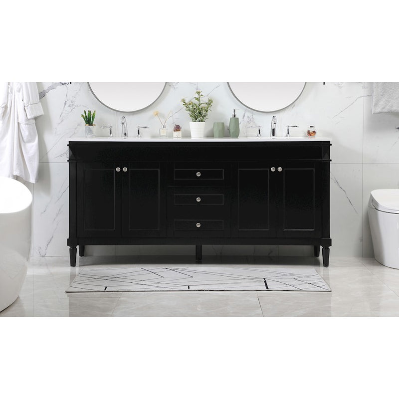 Elegant Kitchen/Bath Bennett 72" Double Bathroom Vanity, Black