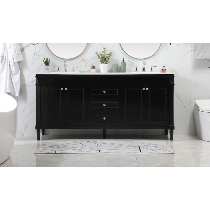 Elegant Kitchen/Bath Bennett 72" Double Bathroom Vanity, Black