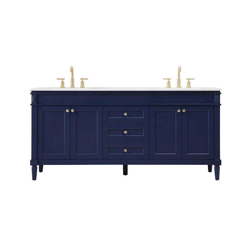 Elegant Kitchen/Bath Bennett 72" Double Bathroom Vanity, Blue - VF31872DBL