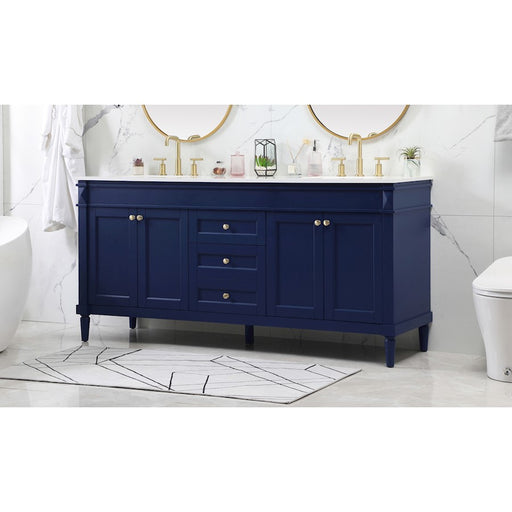 Elegant Kitchen/Bath Bennett 72" Double Bathroom Vanity, Blue