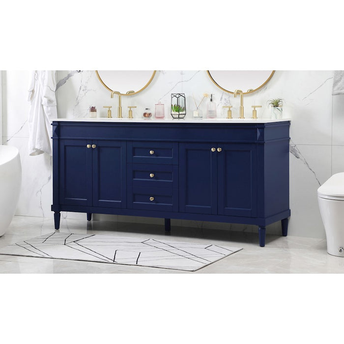 Elegant Kitchen/Bath Bennett 72" Double Bathroom Vanity, Blue