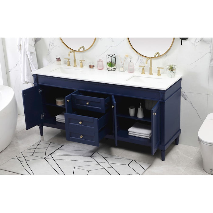 Elegant Kitchen/Bath Bennett 72" Double Bathroom Vanity, Blue
