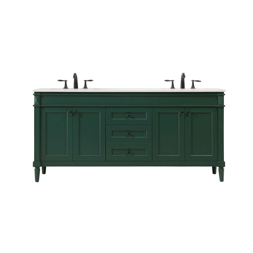 Elegant Kitchen/Bath Bennett 72" Double Bathroom Vanity, Green - VF31872DGN