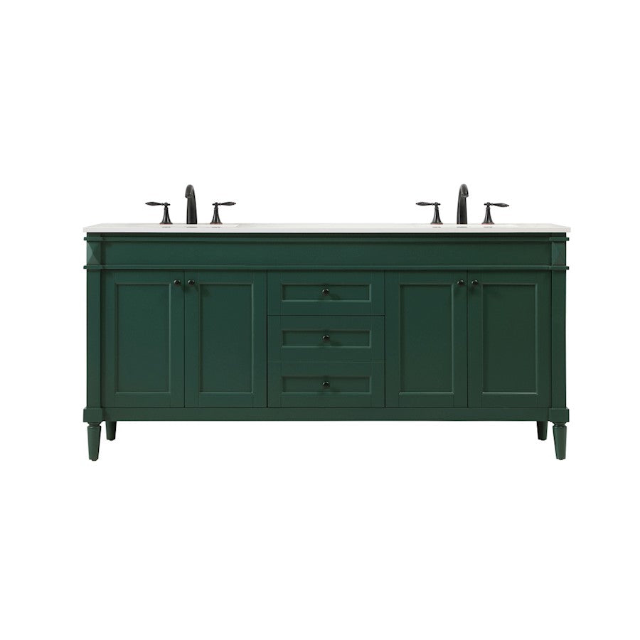 Elegant Kitchen/Bath Bennett 72" Double Bathroom Vanity, Green - VF31872DGN