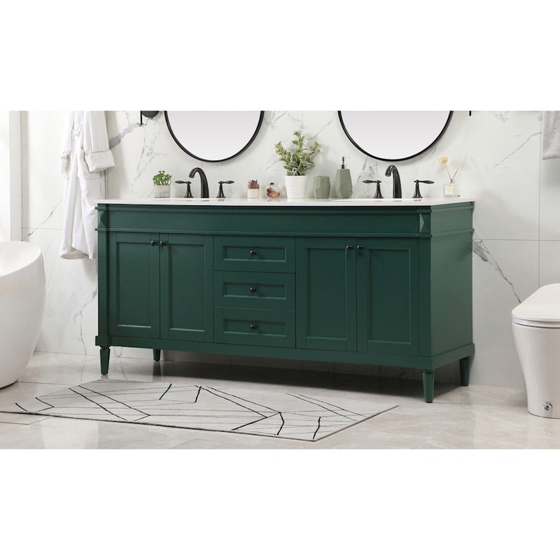Elegant Kitchen/Bath Bennett 72" Double Bathroom Vanity, Green