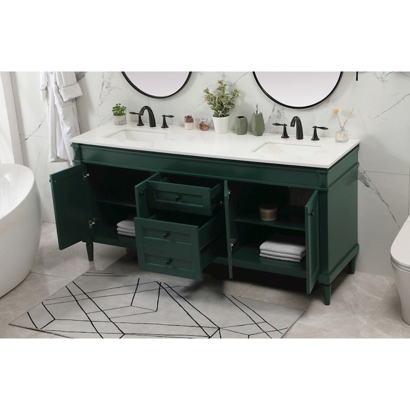 Elegant Kitchen/Bath Bennett 72" Double Bathroom Vanity, Green