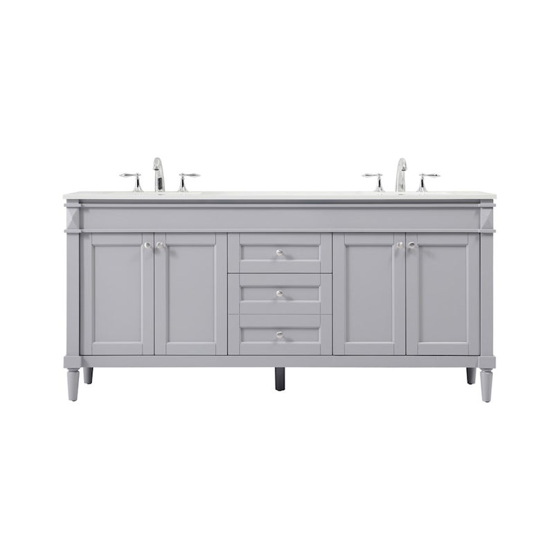 Elegant Kitchen/Bath Bennett 72" Double Bathroom Vanity, Grey - VF31872DGR