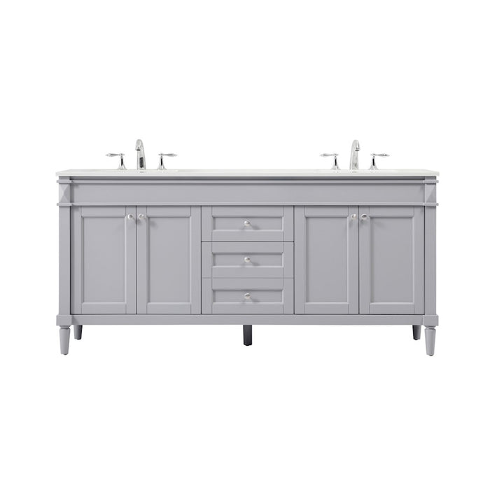 Elegant Kitchen/Bath Bennett 72" Double Bathroom Vanity, Grey - VF31872DGR