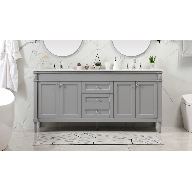 Elegant Kitchen/Bath Bennett 72" Double Bathroom Vanity, Grey