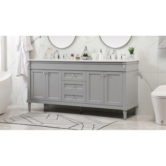 Elegant Kitchen/Bath Bennett 72" Double Bathroom Vanity, Grey
