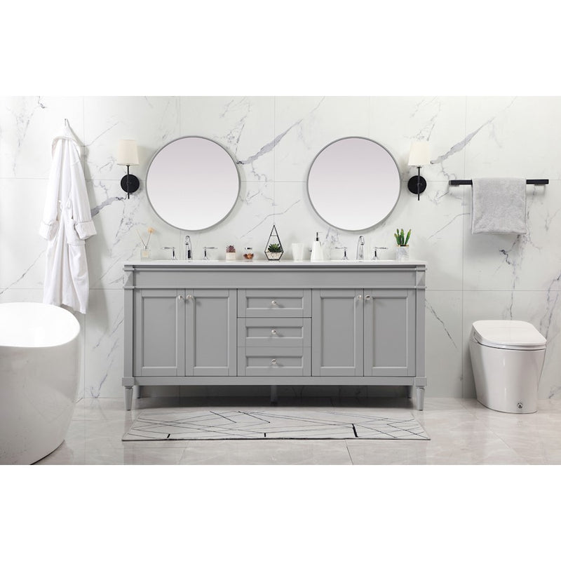 Elegant Kitchen/Bath Bennett 72" Double Bathroom Vanity, Grey