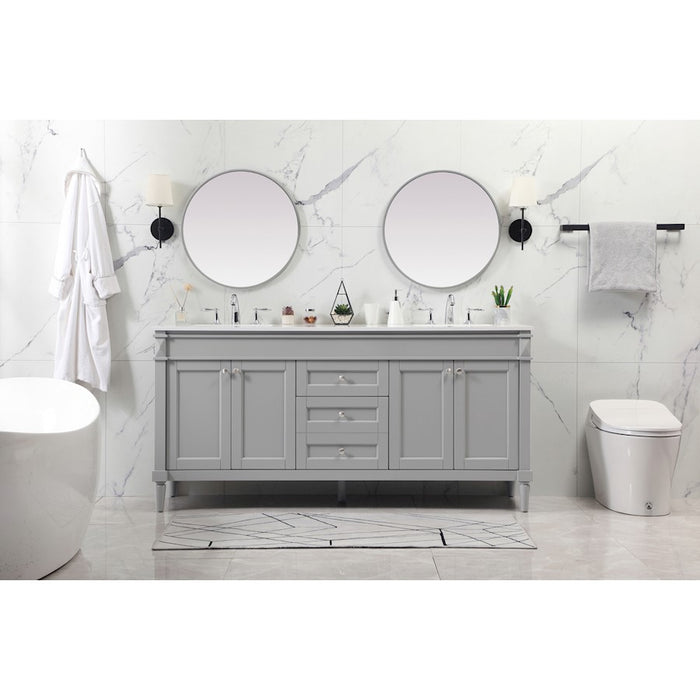 Elegant Kitchen/Bath Bennett 72" Double Bathroom Vanity, Grey
