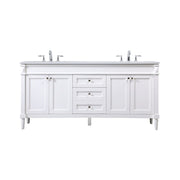 Elegant Kitchen/Bath Bennett 72" Double Bathroom Vanity, White - VF31872DWH