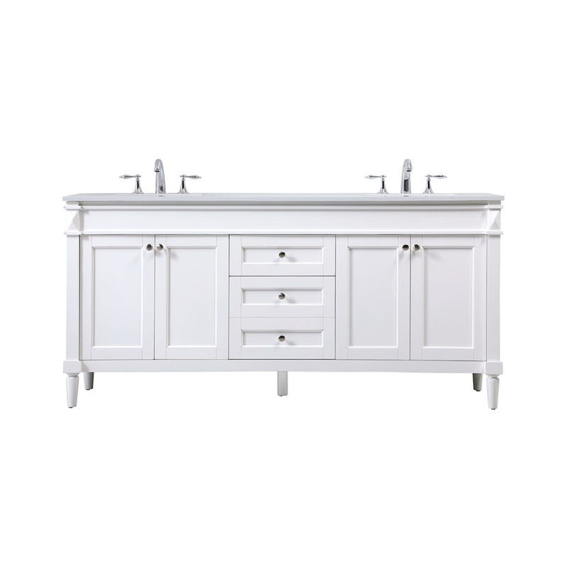 Elegant Kitchen/Bath Bennett 72" Double Bathroom Vanity, White - VF31872DWH