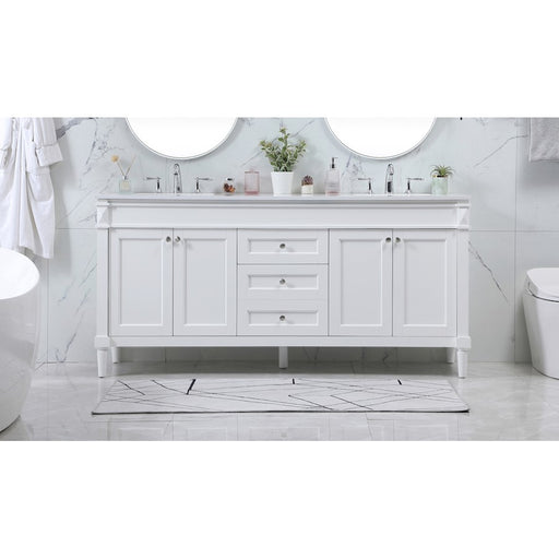 Elegant Kitchen/Bath Bennett 72" Double Bathroom Vanity, White