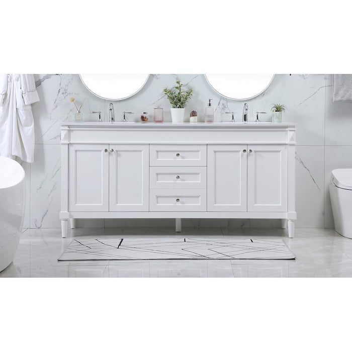 Elegant Kitchen/Bath Bennett 72" Double Bathroom Vanity, White
